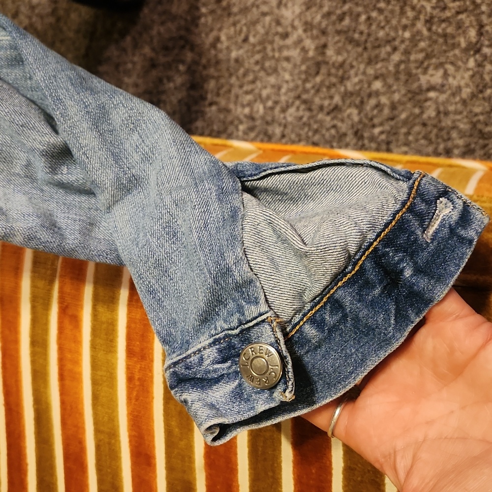 Distressed Button Up Jean Jacket - image 5